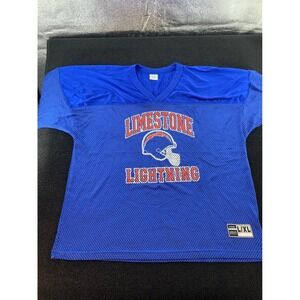 LIMESTONE‎ LIGHTNING Football Jersey Adult L XL Royal Blue Mesh V-Neck Pro Down